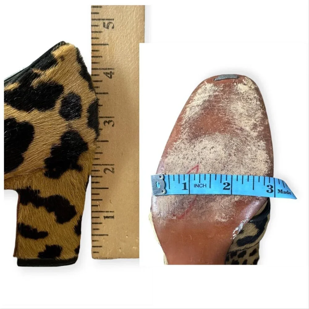 Vintage 1969 Herbert Levine Leopard Hair Calf Mod Pumps Gold Buckle, 7.5 AA
